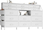 14-Drawer Fabric Storage Dresser with Wooden Top