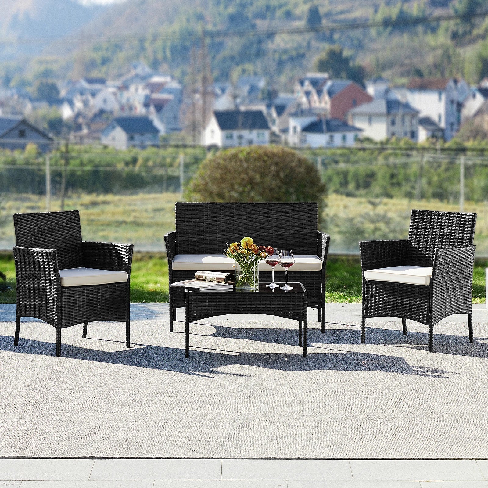 Aspen Ridge 4-Piece Wicker Patio Conversation Set