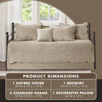All Season Cotton-Filled Daybed Cover Set with Quilted Design, Scallop Edge, and Coastal Decor Pillows