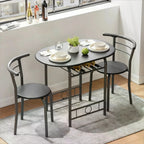Round Dining Table & Chair Set with Wine Storage