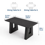 63 Inch Dining Table For 6 People Walnut Wooden Kitchen Table With Heavy Duty Legs Modern Rectangle Table For Kitchen Dining Room