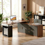 Ashton Executive 67" L-Shaped Electric Standing Desk with Drawers