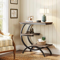 Ironwood C-Shaped 3-Tier Industrial Side Table