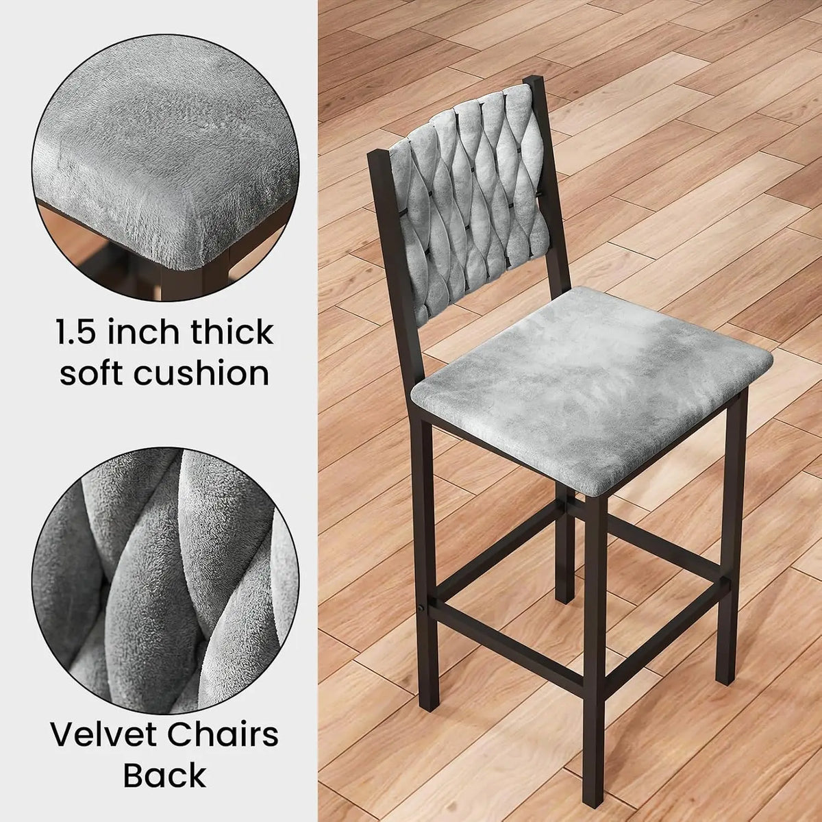 Counter Height Dining Set with Velvet Stools