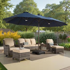 Solara 15FT Double-Sided Patio Umbrella with Solar LED Lighting