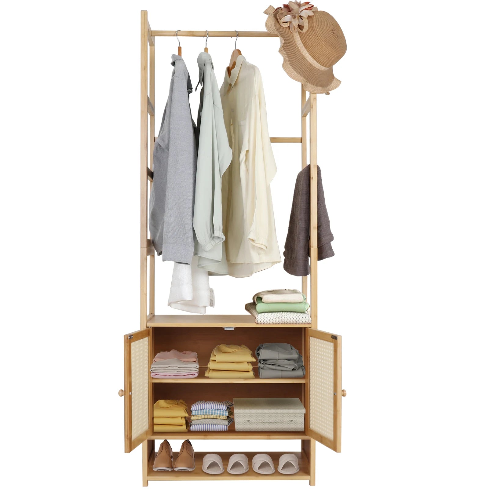 Haven Ridge Bamboo Garment Rack with Storage Cabinet