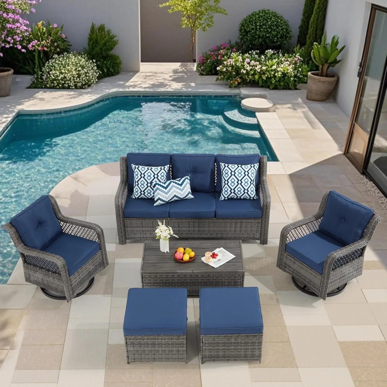 Harbor Pointe 6-Piece Swivel Patio Conversation Set