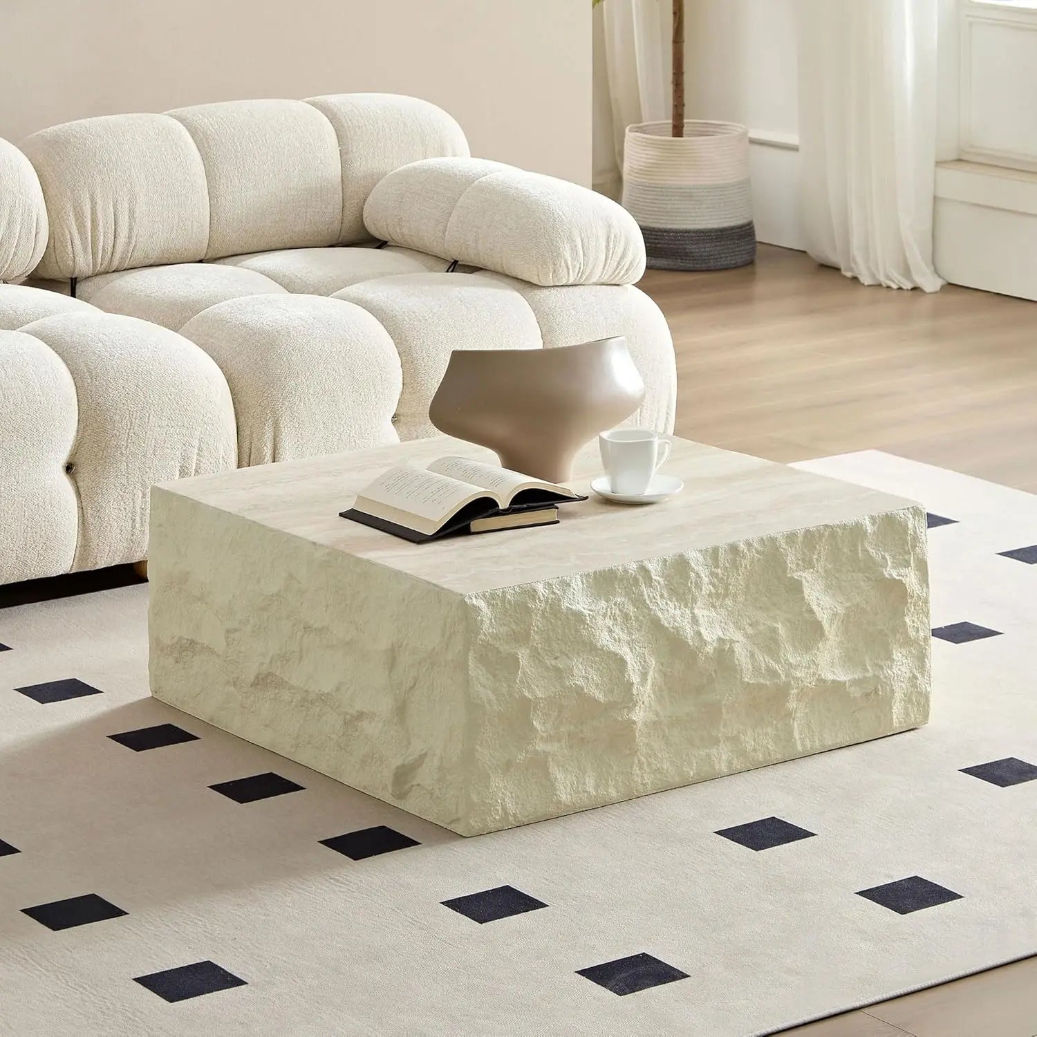 Havencrest Oval Faux Marble Coffee Table