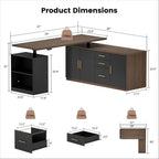 Ashton Executive 67" L-Shaped Electric Standing Desk with Drawers