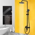 Matte Black Rainfall Shower System with Storage Shelf & Handheld Shower