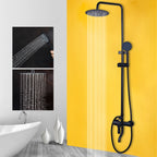 Matte Black Rainfall Shower System with Storage Shelf & Handheld Shower