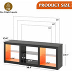 58" Wooden Modern LED TV Console With RGB Lights & Adjustable Glass Shelves Fits 65/70 Inch TV, Custom