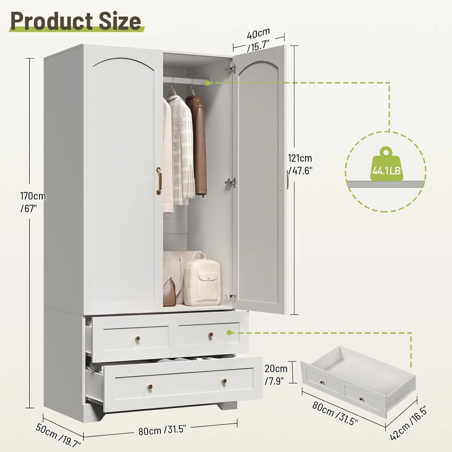 Haven Ridge Manor Wardrobe Armoire with Full-Length Mirror