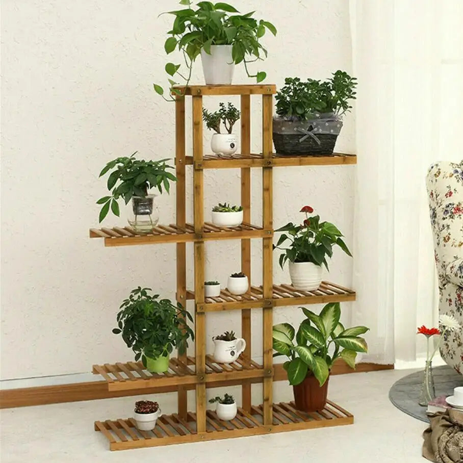 Haven Ridge 6-Tier Solid Pine Wood Plant Stand
