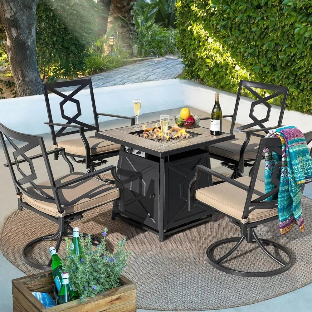 Fireside Harbor 5-Piece Patio Dining Set with Fire Pit Table