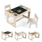 Multifunctional Kids Table & 2 Chairs Set w/ Removable Double-sized Tabletop