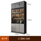 Luxury Wooden Wine Display Cabinet with Tempered Glass Doors & 5-Tier Storage