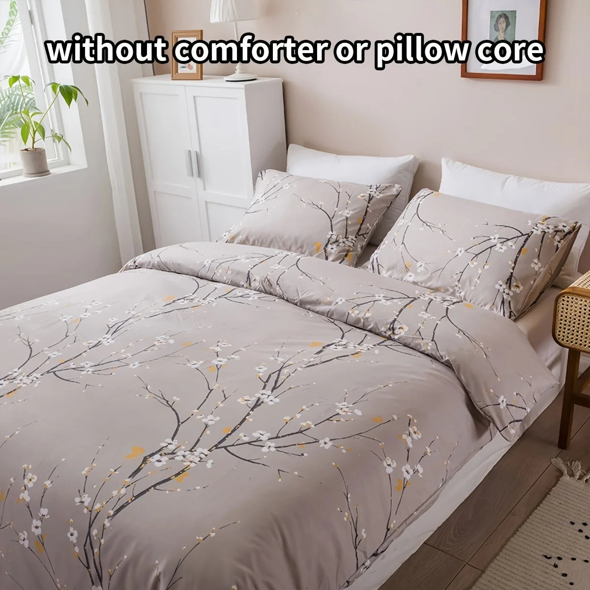 Plum Blossom Haven 3-Piece Duvet Cover Set