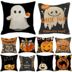 Halloween Pumpkin & Ghost Throw Pillow Cover – Spooky Fall Sofa Décor