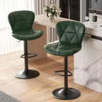 Set of 2 Modern Swivel Bar Stools, Adjustable Faux Leather Upholstered Counter Height Bar Chairs, Custom
