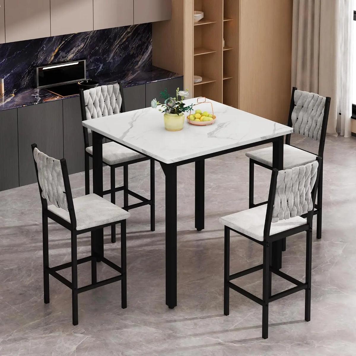 Counter Height Dining Set with Velvet Stools