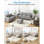 Light Grey Linen Living Room Sofa Set