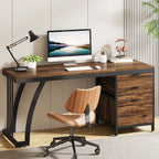 Industrial Computer Desk with 3 Reversible Drawers