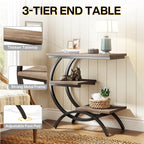 Ironwood C-Shaped 3-Tier Industrial Side Table