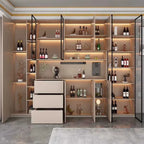 Modern Pine Sideboard Cabinet with Glass Doors