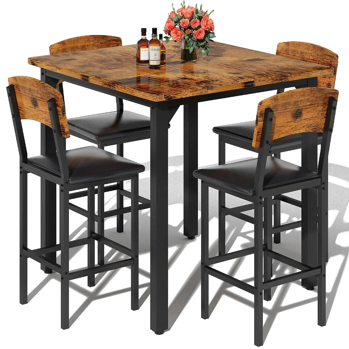 Counter Height Dining Set with Velvet Stools