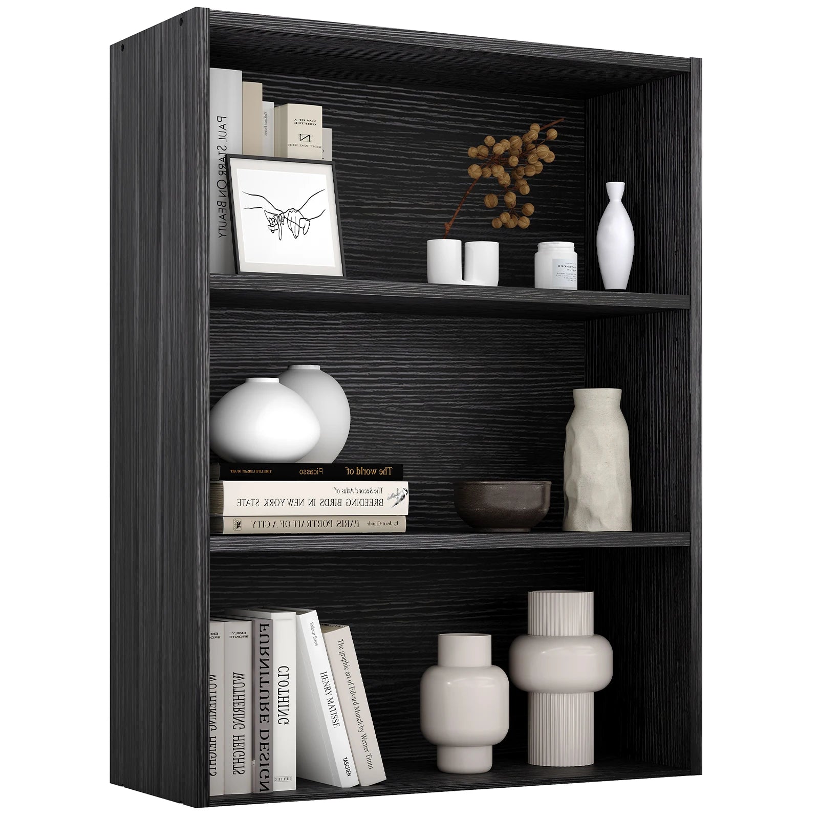 Heritage Essentials 4-Tier Wooden Bookcase & Open Storage Shelf
