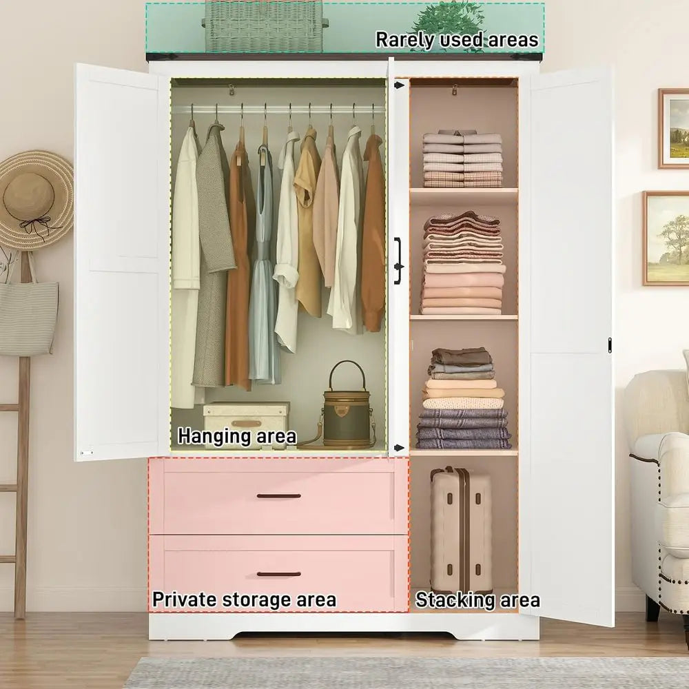 Haven Ridge Manor Wardrobe Armoire – 3 Door Storage Cabinet