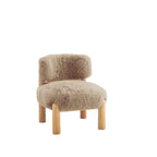 Mushroom Finish Accent Chair Fur Fabric Wooden Legs Curved Backrest Contemporary Primary Living Room For Living, Dining Rooms