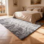 Tie-Dye Dark Gray Plush Shag Area Rug
