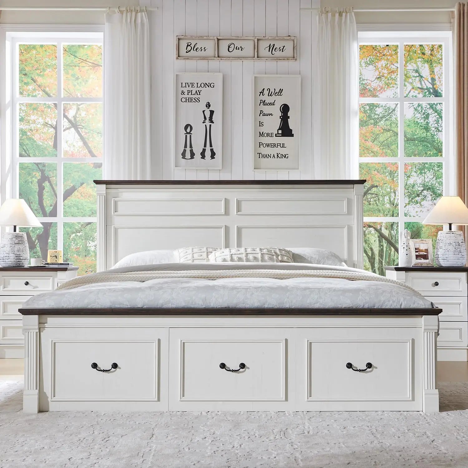 Roman Column Nightstand Set