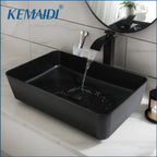 Obsidian Spa Stone Resin Vessel Sink with Waterfall Faucet Set