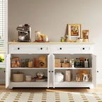Buffet Cabinet Storage Sideboard Drawers Shelves Coffee Bar Kitchen Cabinet Natural Wood