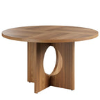 Round Dining Table for 4-6, Wood Dining Room Table, Kitchen Dinner Tables | 47.2'' Farmhouse Dining Room Table with Wooden Pedestal Base, Circle, for Living Room, Balcony, Apartment, O-Shape