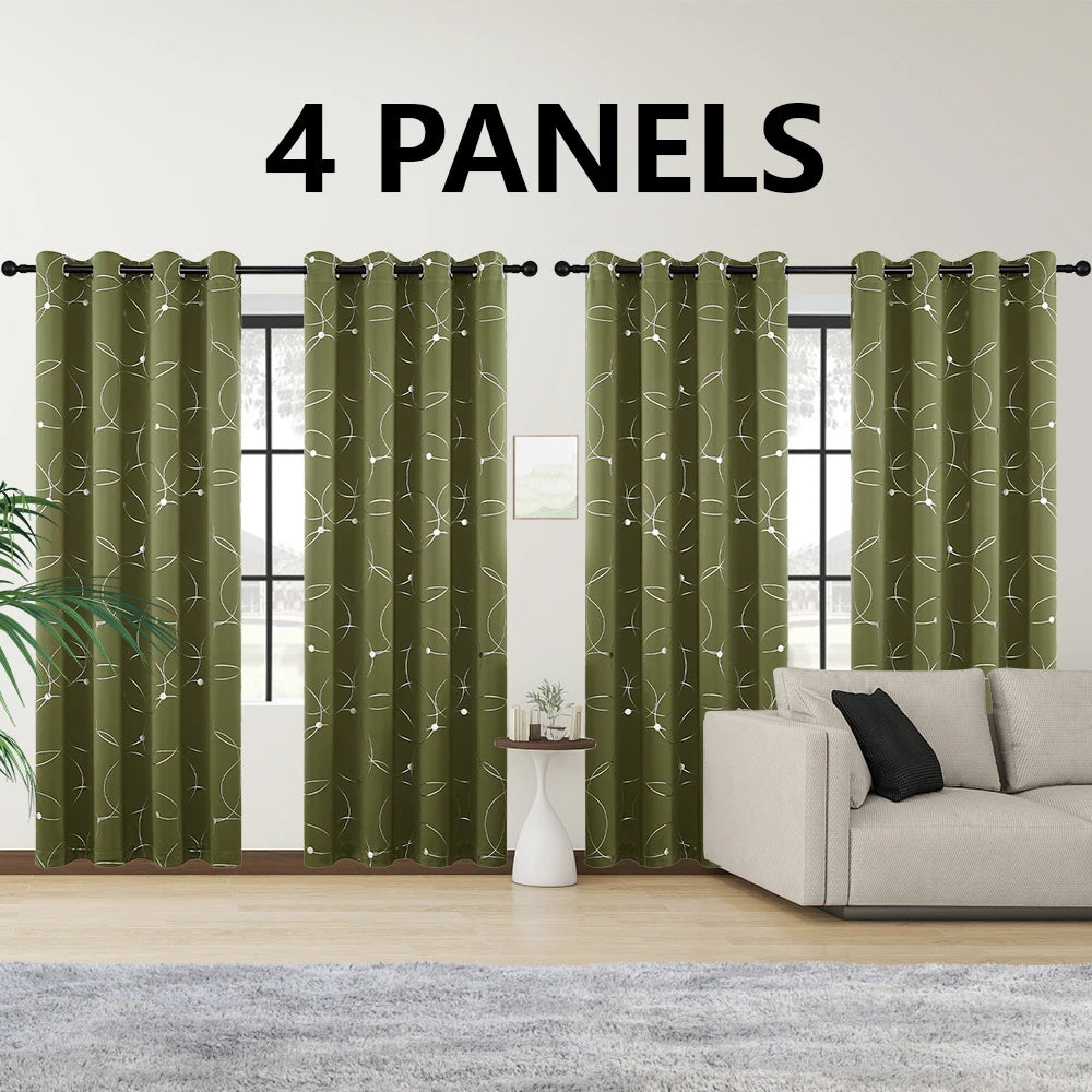 LunaShield Blackout Thermal Foil Grommet Curtain Panels – 4 Piece Set
