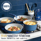 Coastal Blue Ceramic Cookware Collection – 21 Piece Set