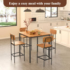 5 Piece Dining Table Set with 4 Chairs, Industrial Space Saving Kitchen Dinette for Apartment, Brown