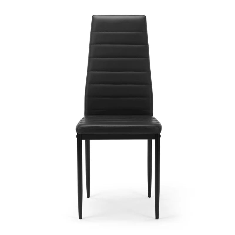 Set of 4 Black PU Leather High-Back Dining Chairs