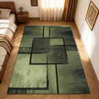 Green Abstract Geometric Area Rug