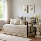 All Season Cotton-Filled Daybed Cover Set with Quilted Design, Scallop Edge, and Coastal Decor Pillows