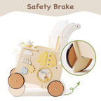 Wooden Push Walker & Doll Pram Activity Toy