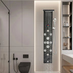 6-Function LED Shower Panel Tower with 8 Massage Jets – Black