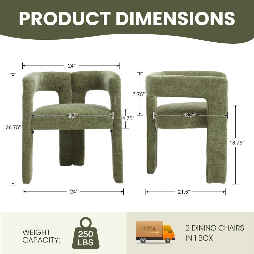 Emerald Grove Chenille Barrel Dining Chairs
