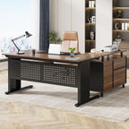 L-Shaped Executive Desk with File Cabinet & Storage