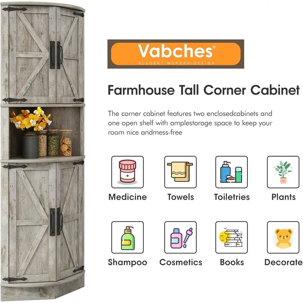 Heritage Farmhouse Storage Cabinet with Barn Doors