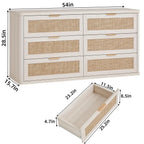 Boho Rattan 6-Drawer Dresser & TV Stand Organizer – 54 Inch